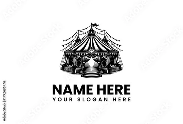 Fototapeta Vintage Circus Tent Vector Logo Illustration with Customization Options - Ideal for Branding 31