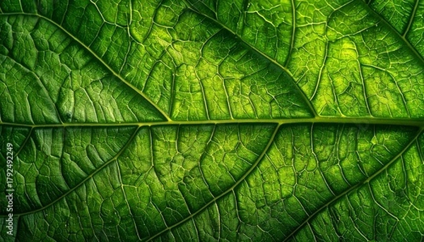 Fototapeta Fresh green leaf texture, leaf macro background