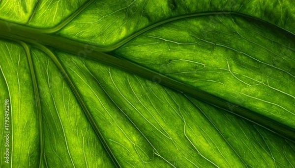 Fototapeta Fresh green leaf texture, leaf macro background