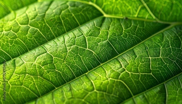 Fototapeta Fresh green leaf texture, leaf macro background