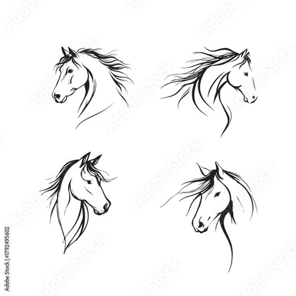 Obraz HORSE HEAD BLACK AND WHITE VECTOR GRAPHIC DESIGN