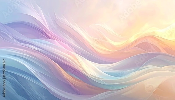 Fototapeta Abstract pastel flowing waves with soft colors create a calming, ethereal, dreamlike feel