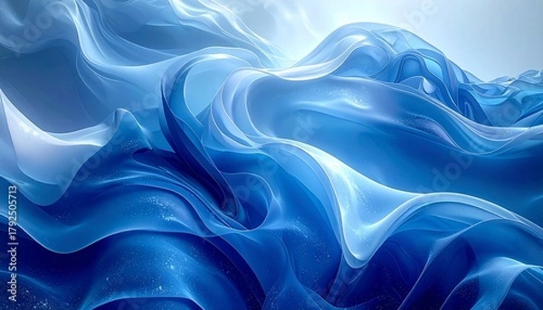 Fototapeta Abstract rendering featuring blue, flowing, translucent shapes, evocative of movement and light on a watery surface