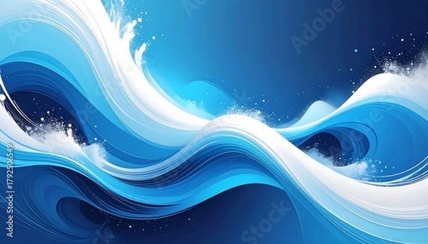 Fototapeta Abstract stylized ocean wave illustration in varying shades of blue and white