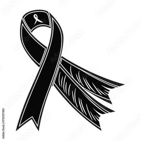 Obraz Black Awareness Ribbon, Mourning, Remembrance