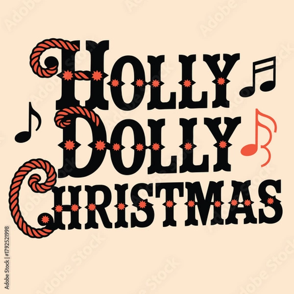 Obraz Holly Dolly Christmas festive greeting card design with music notes vector.jpg