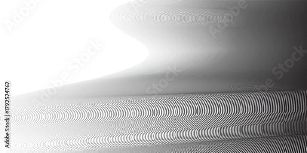 Fototapeta Abstract background with wavy surface made of modern black lines
