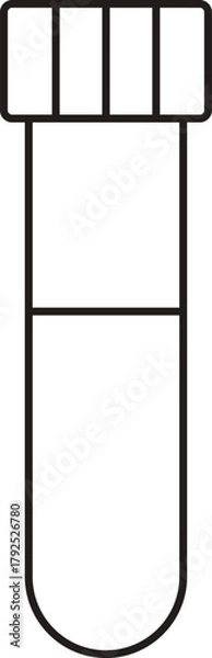 Fototapeta Line art vector of Test sample. Medical Sample in a laboratory test tube. Test Tube Icon with Liquid. Icon of Blood sample test tube. outline of test tube. 
