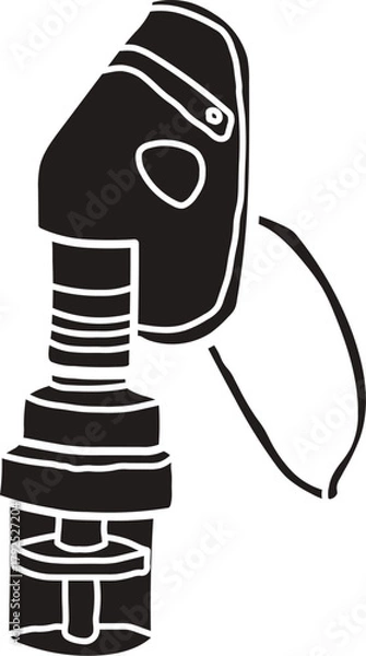 Fototapeta Portable Nebulizer machine silhouette vector. A solid black nebulizer machine with a mask attached, used for respiratory treatments. Icon of a Medical Nebulizer.