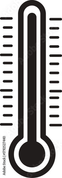 Fototapeta Temperature icon silhouette. Black Temperature Thermometer icon with a bulb and scale vector illustration on transparent background.