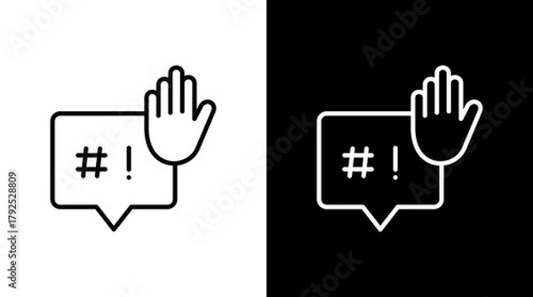 Fototapeta Hate Speech  White Icon Set Design