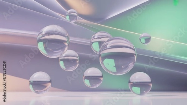 Fototapeta Abstract reflection of glass spheres on a gradient background