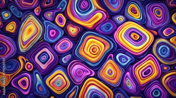 Fototapeta Vibrant Psychedelic Concentric Shapes
