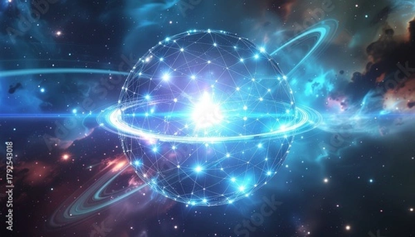 Obraz Cubes Constructed from Flowing Binary Code