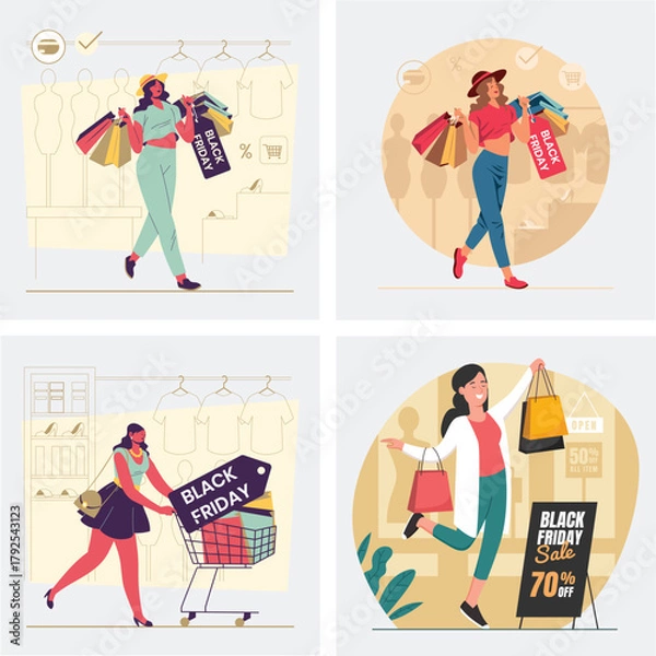 Fototapeta Black Friday Shopping Vector Design