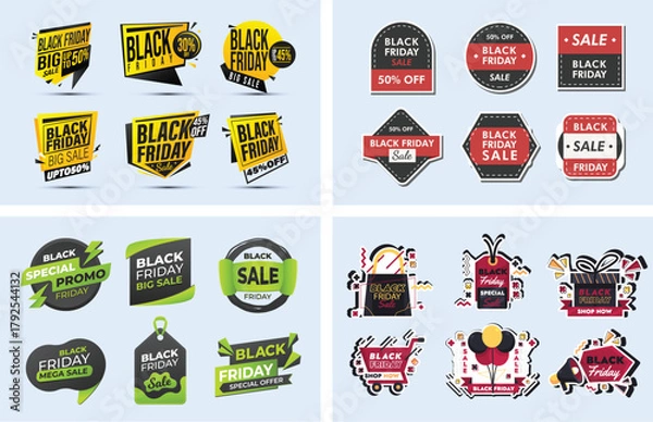 Fototapeta Colorful Black Friday Label Collection