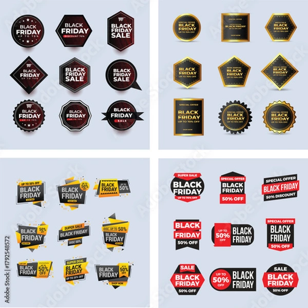Fototapeta Badge collection black friday simple design
