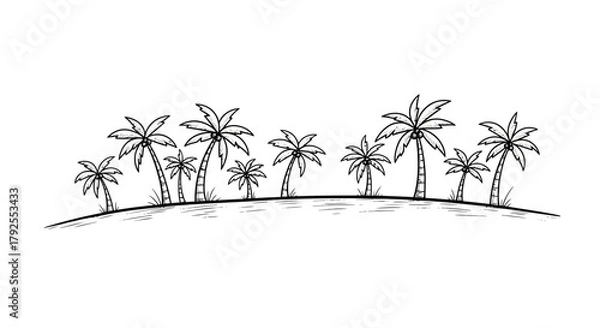 Obraz Palm tree sketch illustration for design summer vacation concept