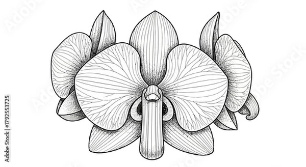 Obraz Sophisticated monochrome line art rendering of an orchid blossom design