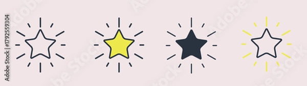 Fototapeta Shining Star Icon Set Sparkle, Glow, and Light Effect Vector Collection, Sparkle and Shine Icons ,Bright Star and Glitter Symbol Vector Design, Glow and Twinkle Vector Set , Shiny Light, Spark, 