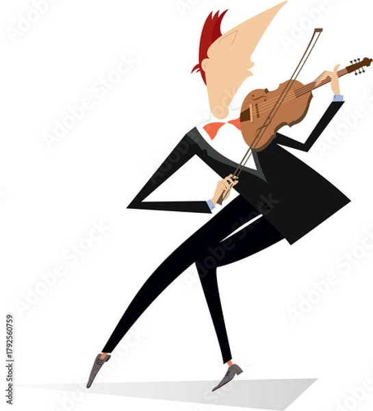 Fototapeta Violinist man with violin and fiddlestick. 