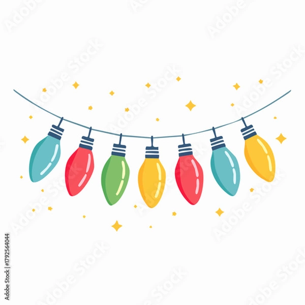 Fototapeta Festive String Lights: Colorful Holiday Decoration with Sparkling Accents.