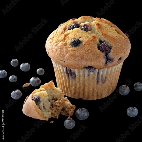 Obraz blueberry muffin on a white background