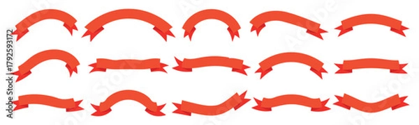 Fototapeta Collection of flat ribbon banners for graphic design and decoration - Set of flat design ribbon icon,  Swirling Ribbons vector illustration