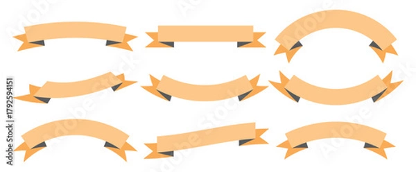 Fototapeta Set of flat design ribbon icon - Swirling Ribbons vector illustration, Collection of diverse ribbon banners on white background