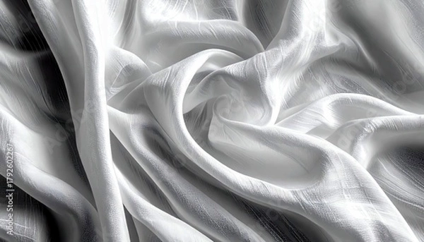 Fototapeta A detailed, close-up view of white fabric with elegant folds and a subtle textured surface, evoking a sense of luxury and softness.