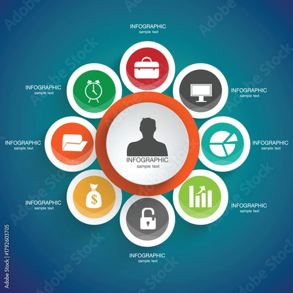 Fototapeta Modern business infographic with charts and icons