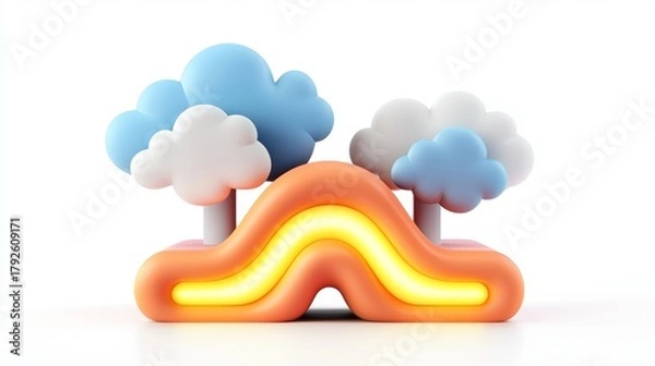 Fototapeta Cloud Migration Architectural Hub Visualization in Modern Network Design