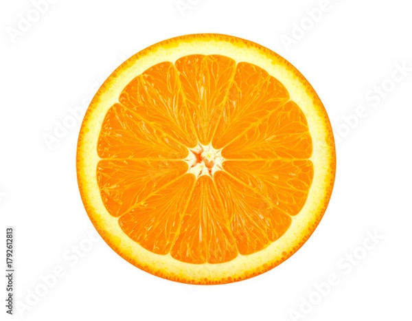 Obraz Slice of vibrant orange fruit with juicy segments on black