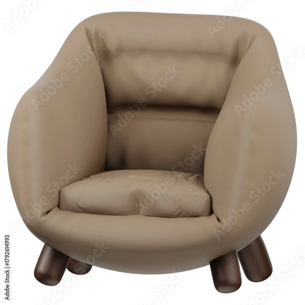 Obraz 3D armchair icon. 3D icon render of armchair with transparent background.
