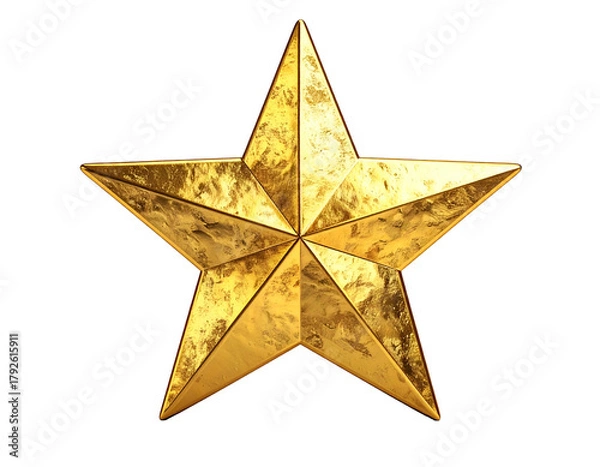 Obraz A textured, metallic gold five-pointed star on a black background