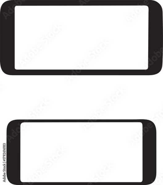Fototapeta Two blank white screens on black rectangular devices side by side