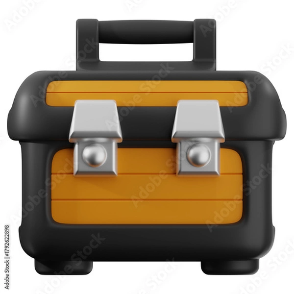 Obraz 3D toolbox icon. 3D icon render of toolbox with transparent background.
