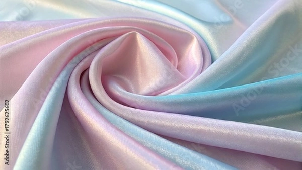 Obraz Pastel iridescent fabric in soft folds showcasing gentle hues and smooth texture perfect for creative projects and design applications