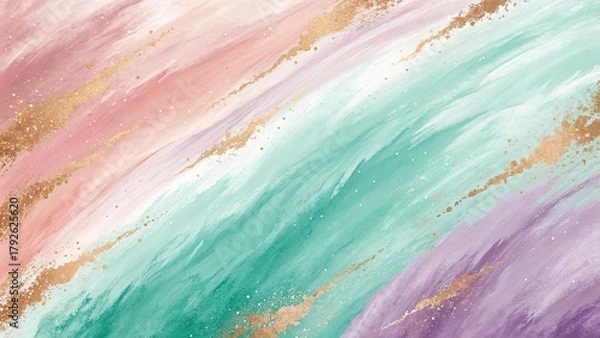 Obraz Pastel metallic brush strokes create a dreamy abstract background with soft colors and shimmering accents