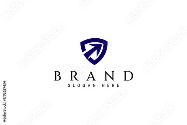 Fototapeta Arrow Up With Shield Logo Design Vector for Business Design Style