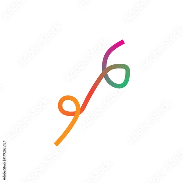 Fototapeta Single Wavy Gradient Line Vector Design for Modern Graphic Use.
