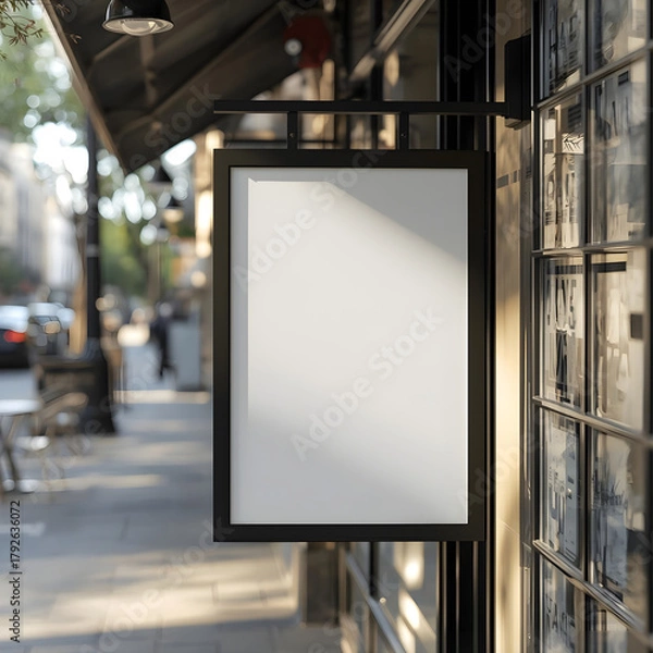 Fototapeta Minimalist Blank Poster Frame Mockup, Vertical Wooden Photo Frame Mockup for Artwork Display, Clean Modern Poster Mockup with Natural Shadows, Realistic Empty Frame Mockup on Textured Wall