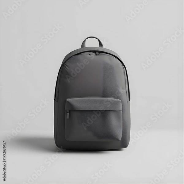 Fototapeta Dark Grey Backpack Mockup on Minimal Background, Realistic Black School Bag Mockup, Modern Dark Backpack Product Mockup, Blank Grey Bag Mockup for Branding, Minimalist Travel Bag Mockup