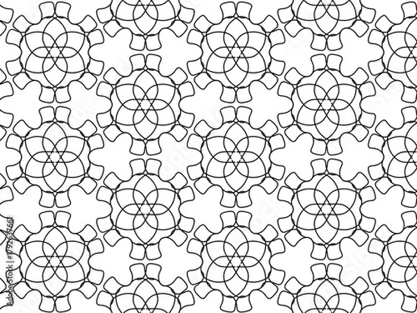 Obraz Seamless abstract pattern. black and white linear illustration for coloring. Vector coloring book for adult.