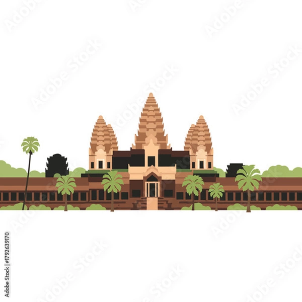 Fototapeta Angkor Wat Cambodia Vector Flat