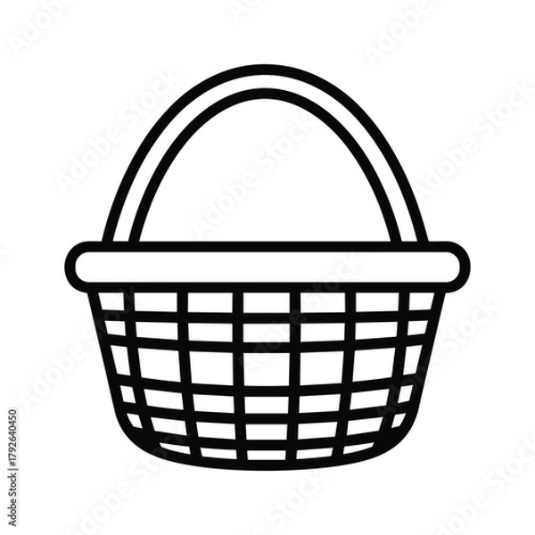 Obraz Simple line art icon of a woven basket