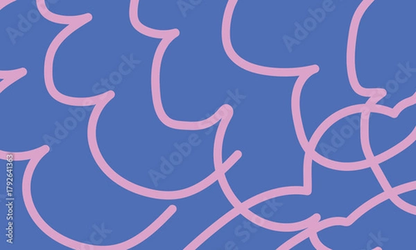 Fototapeta Vibrant Blue Abstract Background with Flowing Pink Wave Lines Design.
