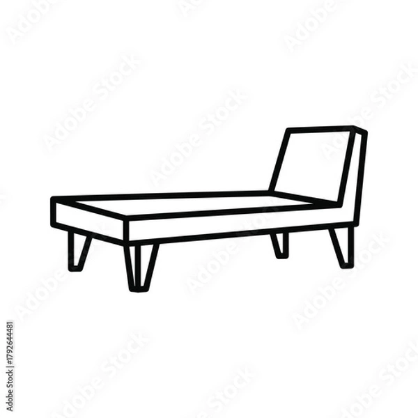 Obraz Simple line art icon of a chaise lounge