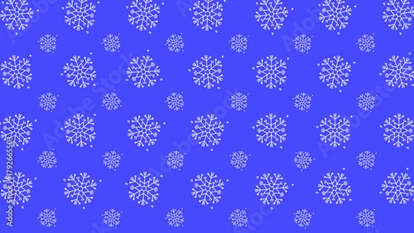 Obraz Doodle christmas snow outline seamless pattern adorning a bright blue repeating background.