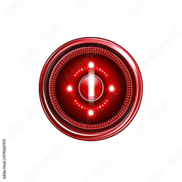 Obraz Red glossy power button with sparkles